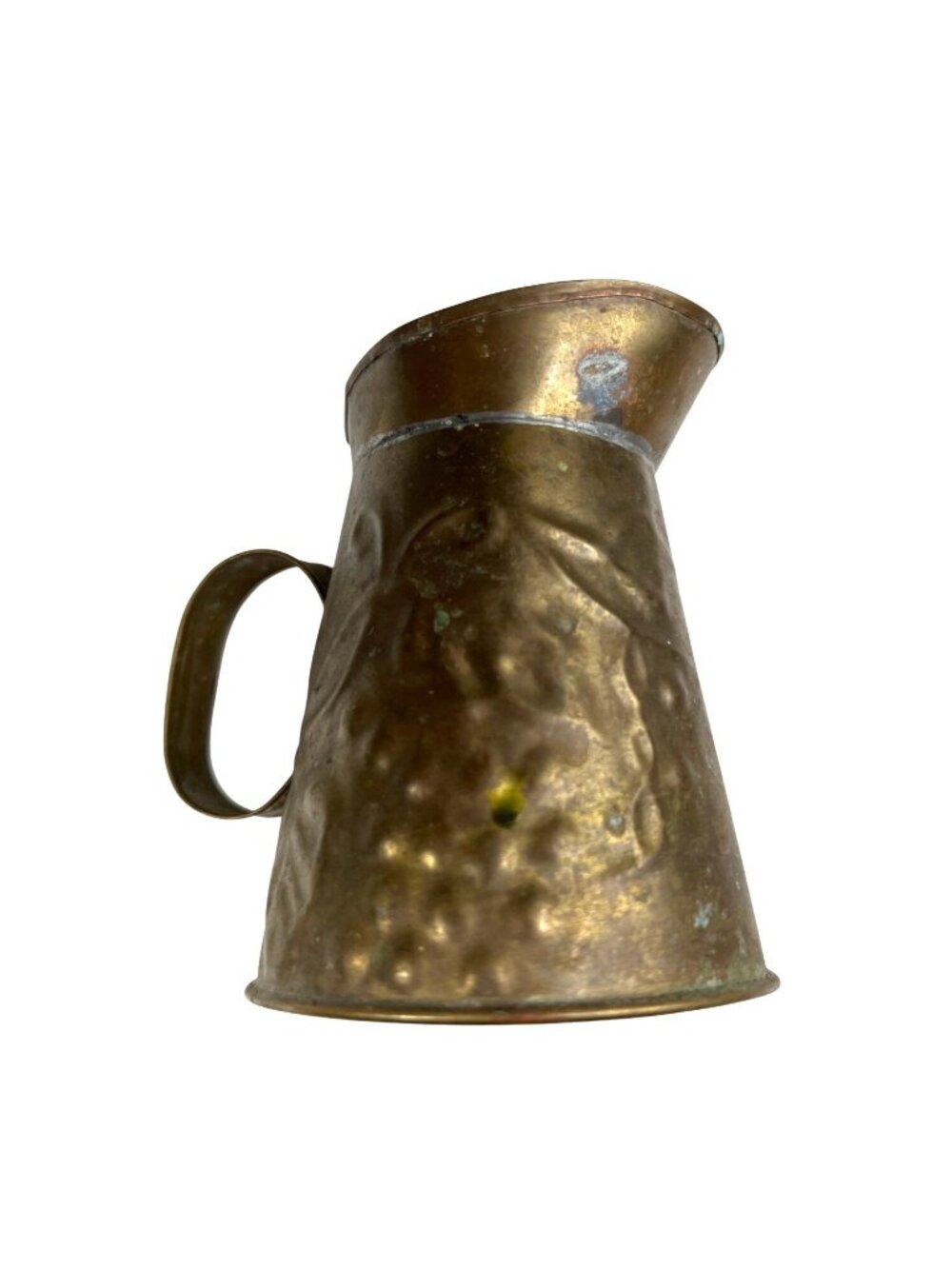 Vintage Hammered Brass Miniature Pitcher With Handle & Spout 10o